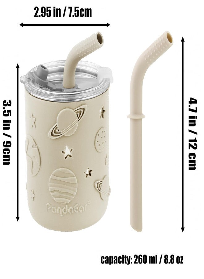 باندا إير مجموعة أكواب الأطفال الصغار من الفولاذ المقاوم للصدأ من باندا إير، عبوة من قطعتين، مع أغطية وأكمام سيليكون، ومجموعة من ملعقتين وشوكتين، أكواب شرب مانعة للانسكاب سعة 8.8 أونصة مع سدادة ماصة، خالية من مادة BPA (لون وردي فاتح/كتاني) - Image 4